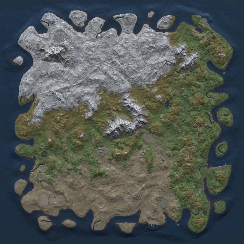 Rust Map: Procedural Map, Size: 6000, Seed: 9743, 19 Monuments