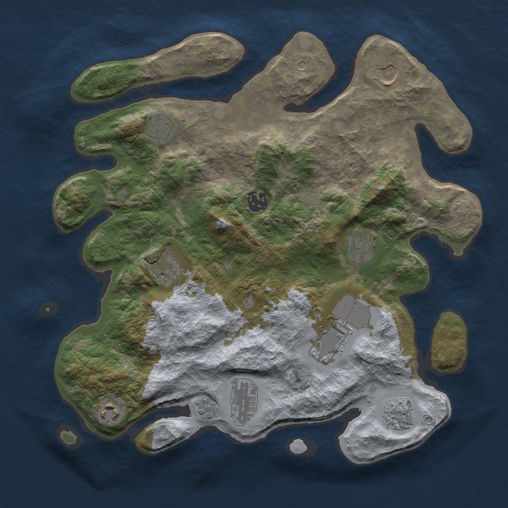 Rust Map: Barren, Size: 3700, Seed: 4770200, 14 Monuments