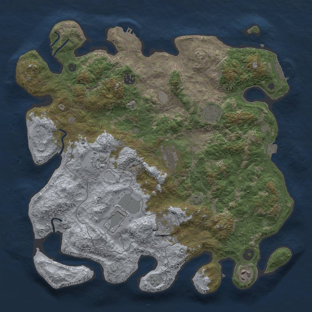 Rust Map: Procedural Map, Size: 4000, Seed: 699046623, 16 Monuments