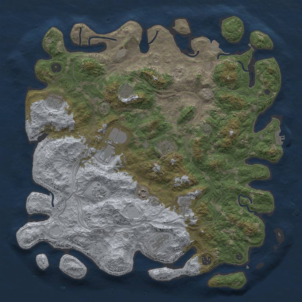 Rust Map: Procedural Map, Size: 4500, Seed: 381031441, 17 Monuments
