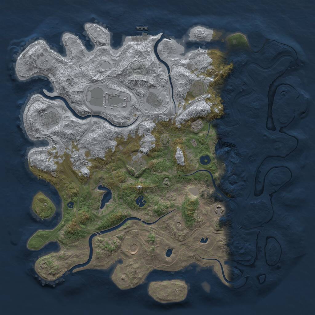 Rust Map: Procedural Map, Size: 4500, Seed: 870981420, 16 Monuments