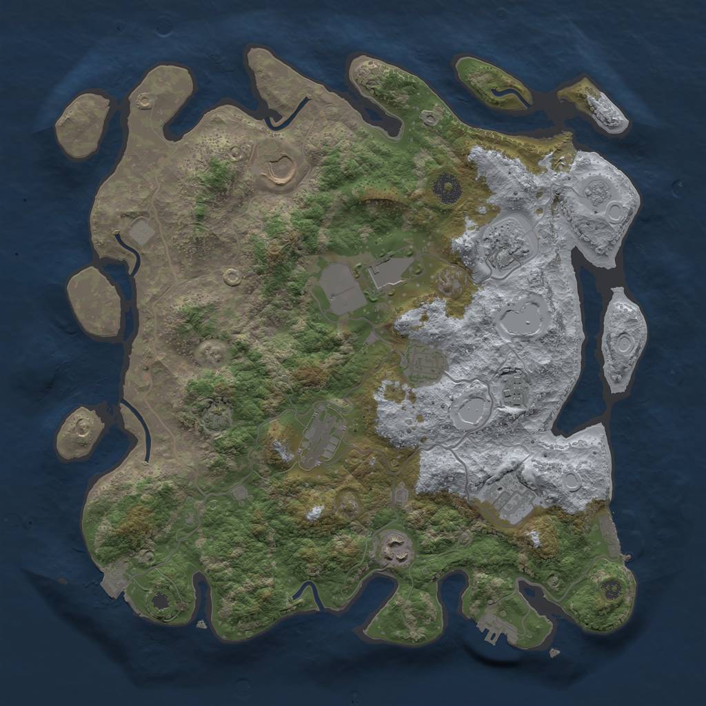 Rust Map: Procedural Map, Size: 3650, Seed: 81781526, 15 Monuments