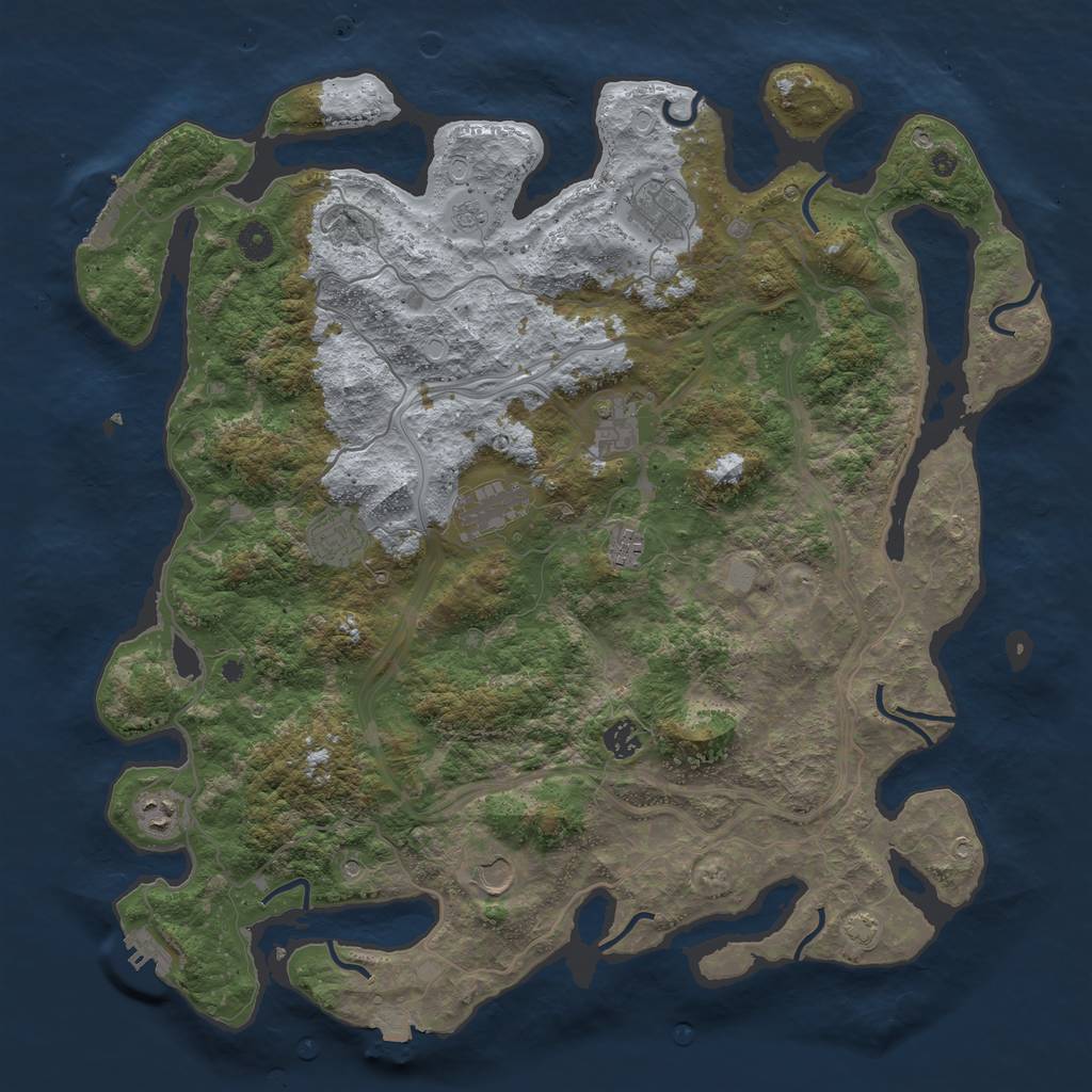 Rust Map: Procedural Map, Size: 4400, Seed: 43736511, 16 Monuments