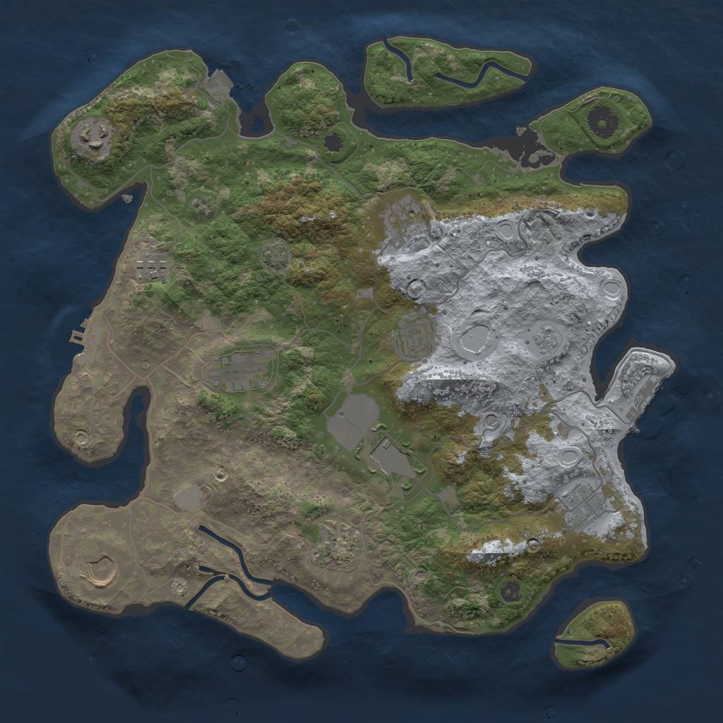 Rust Map: Procedural Map, Size: 3500, Seed: 1781974473, 17 Monuments
