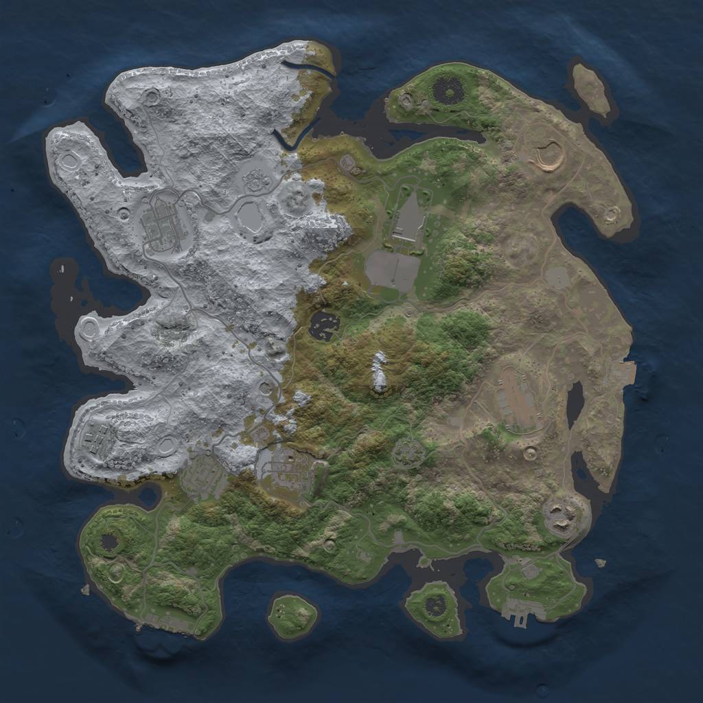Rust Map: Procedural Map, Size: 3500, Seed: 1912136861, 17 Monuments