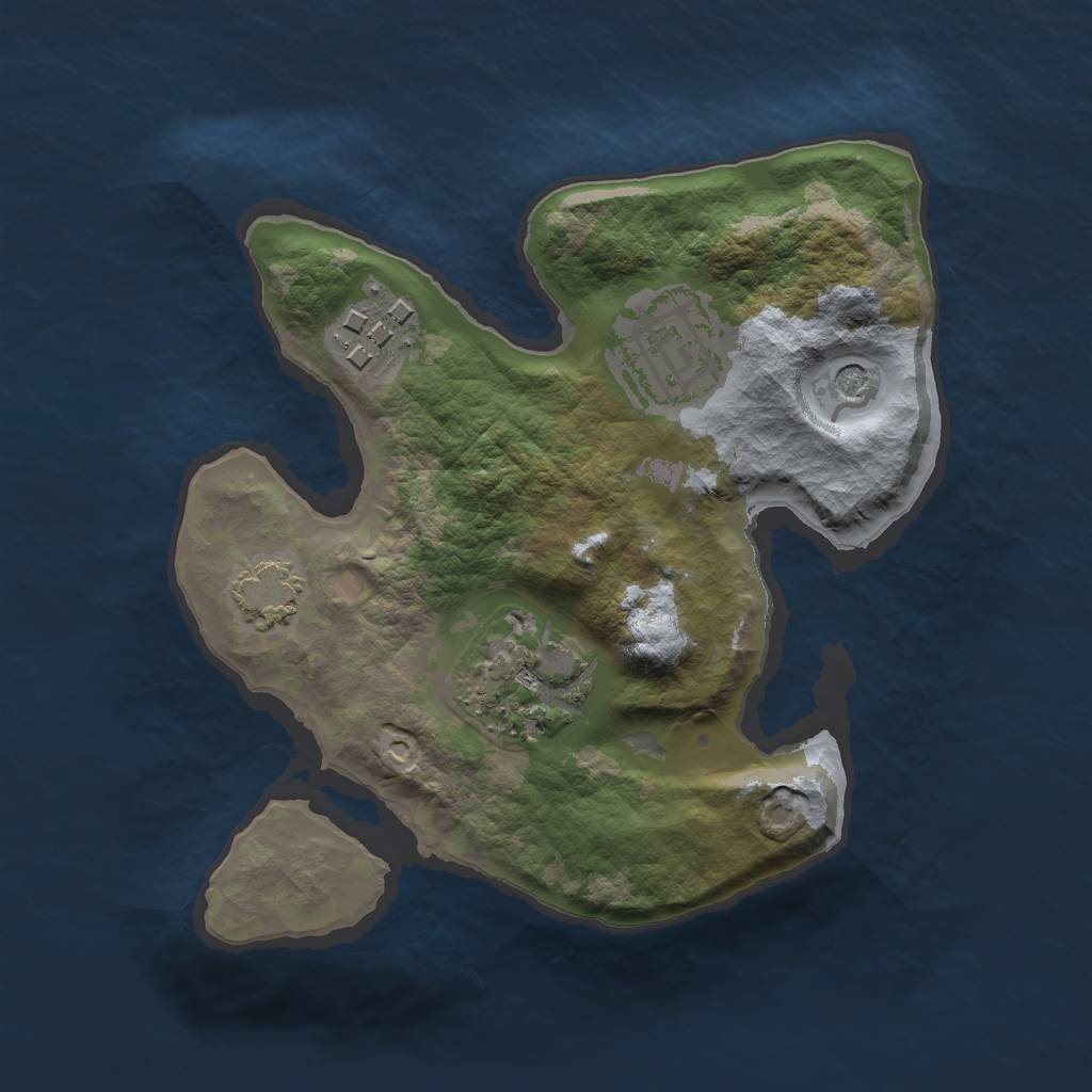 Rust Map: Barren, Size: 2000, Seed: 1223998656, 7 Monuments