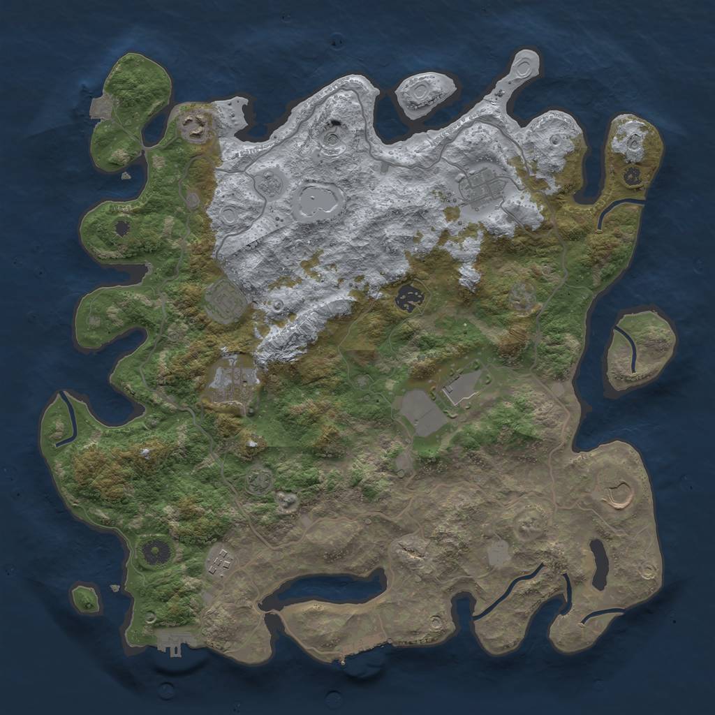 Rust Map: Procedural Map, Size: 4000, Seed: 827625, 16 Monuments
