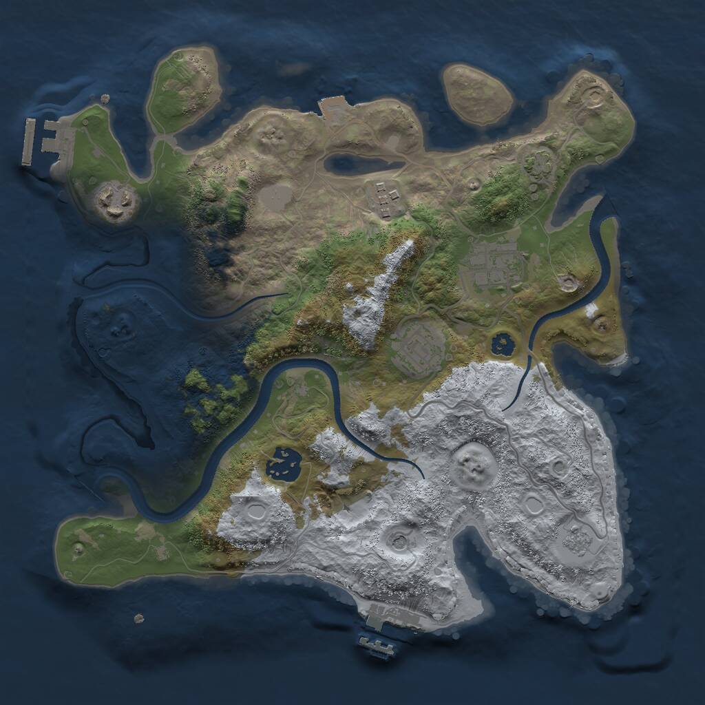 Rust Map: Procedural Map, Size: 3000, Seed: 22725, 11 Monuments