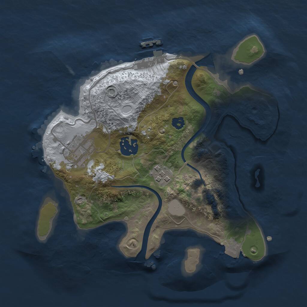 Rust Map: Procedural Map, Size: 2400, Seed: 252490, 5 Monuments