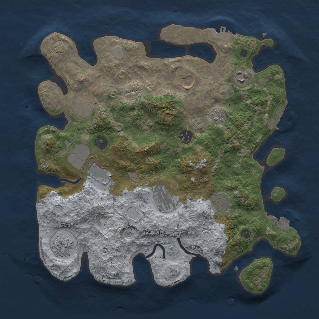 Rust Map: Procedural Map, Size: 3500, Seed: 1713563355, 17 Monuments