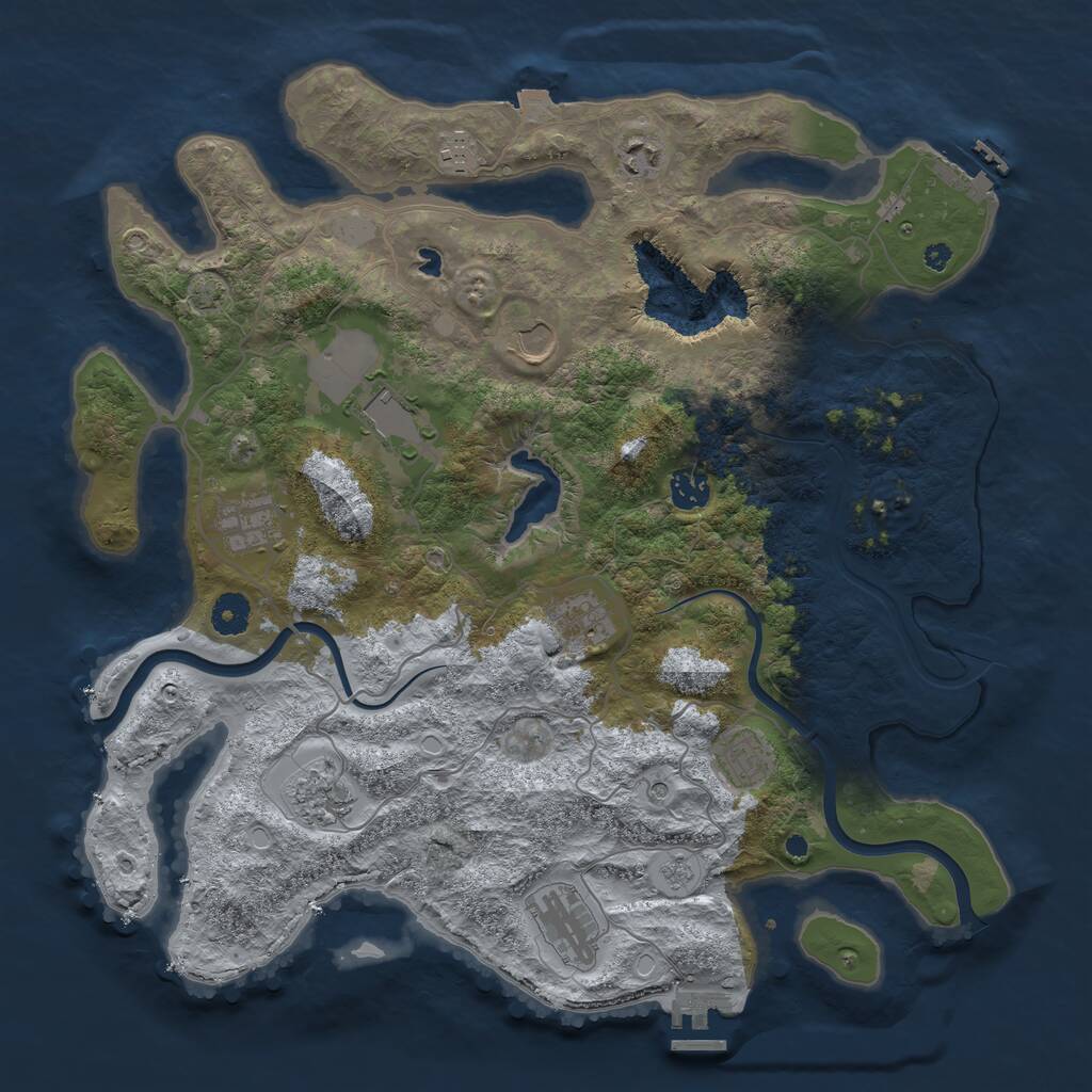 Rust Map: Procedural Map, Size: 4000, Seed: 947023323, 16 Monuments