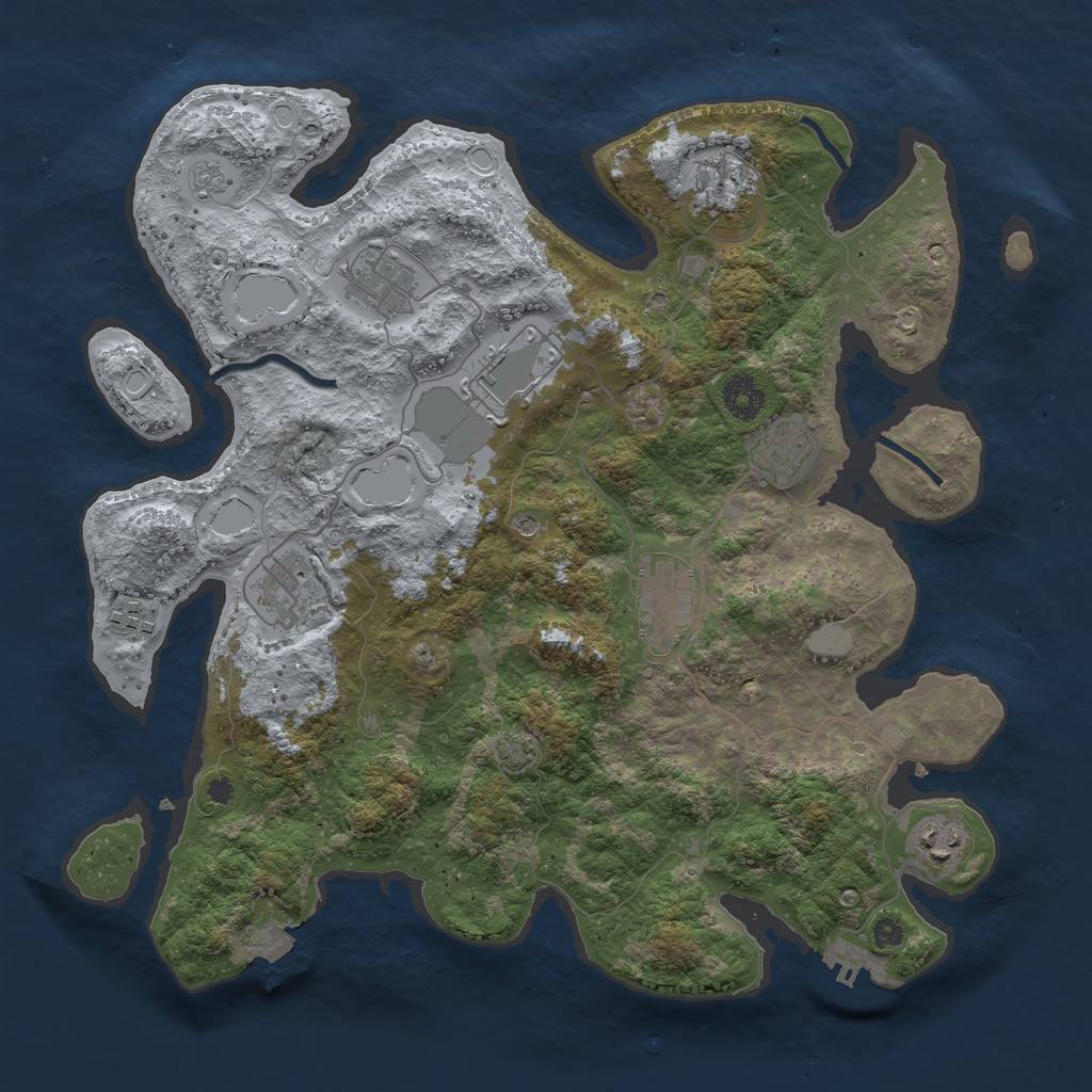 Rust Map: Procedural Map, Size: 3700, Seed: 718324654, 15 Monuments