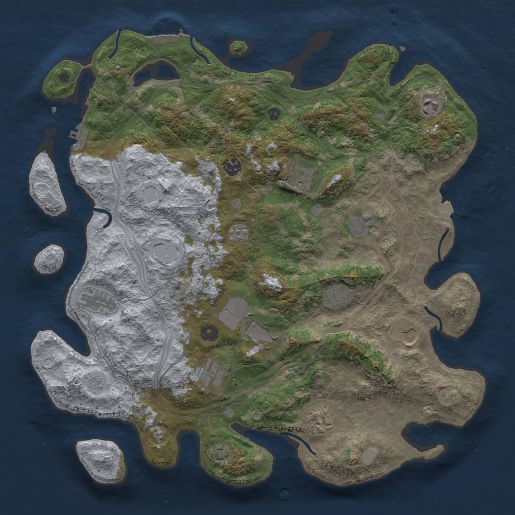 Rust Map: Procedural Map, Size: 4300, Seed: 59235529, 19 Monuments