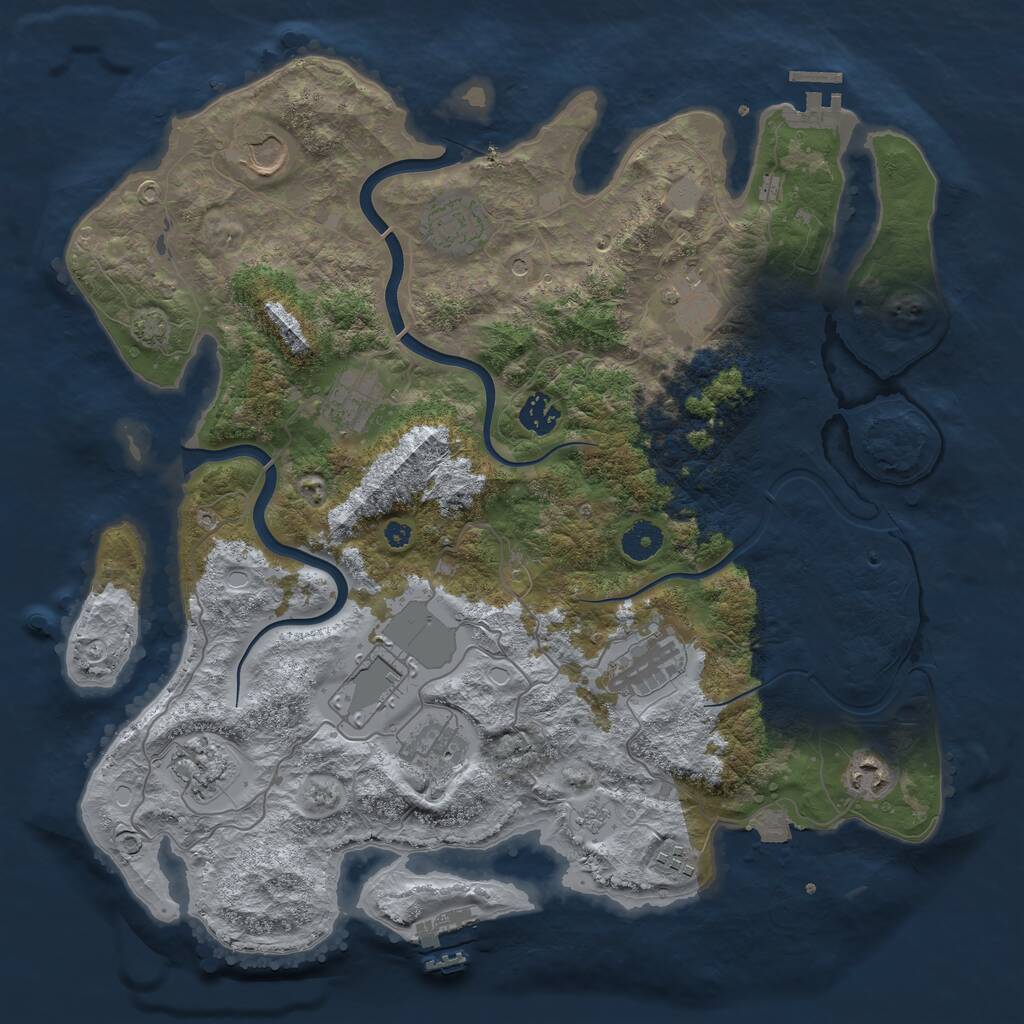 Rust Map: Procedural Map, Size: 3900, Seed: 93162768, 17 Monuments