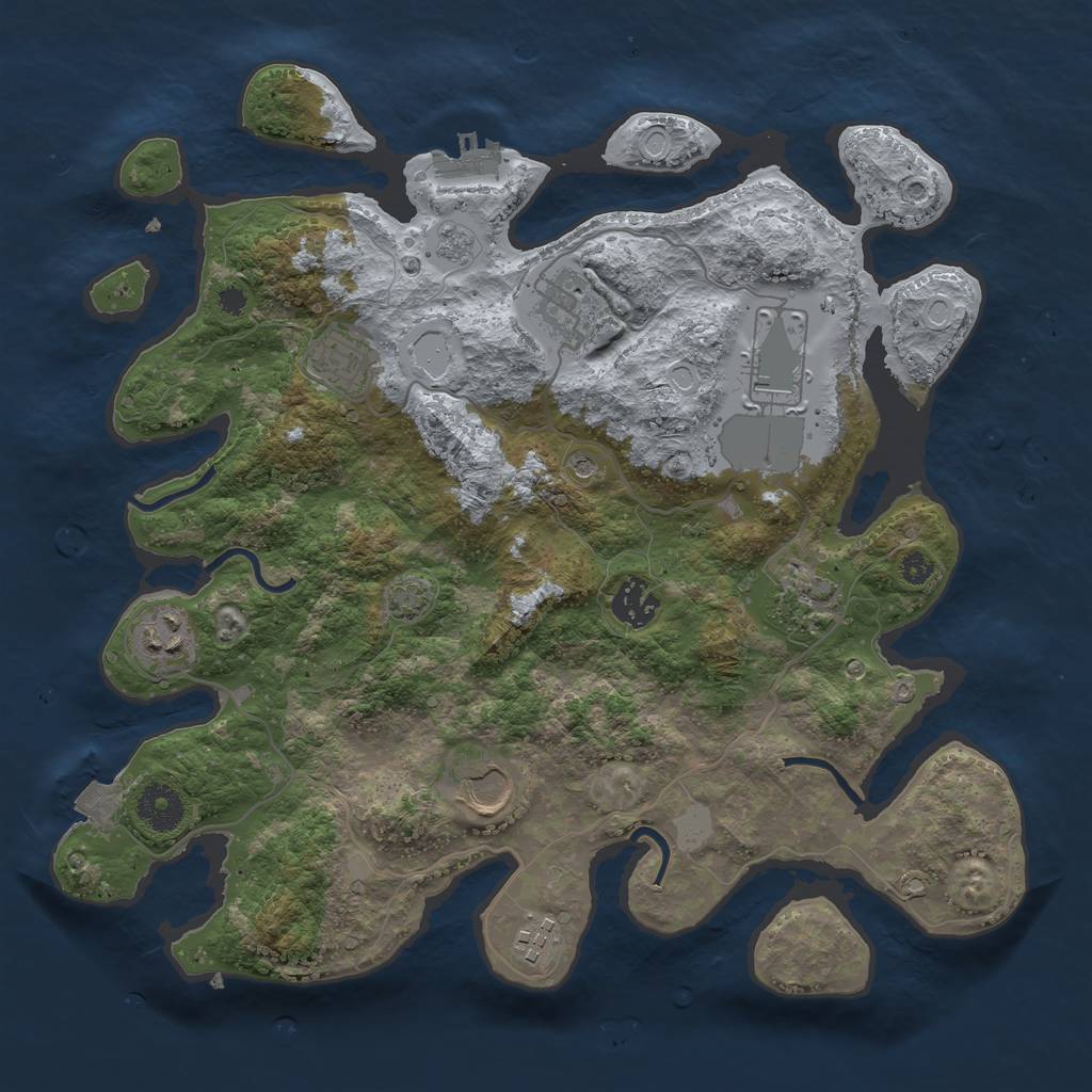 Rust Map: Procedural Map, Size: 3500, Seed: 4250136, 15 Monuments