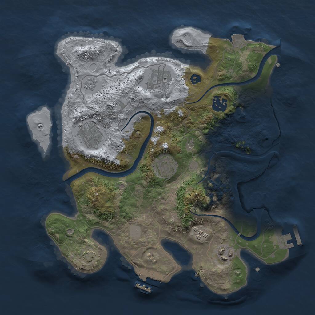 Rust Map: Procedural Map, Size: 3000, Seed: 25686, 12 Monuments