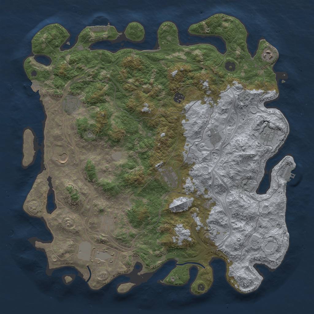 Rust Map: Procedural Map, Size: 4500, Seed: 4518617, 19 Monuments