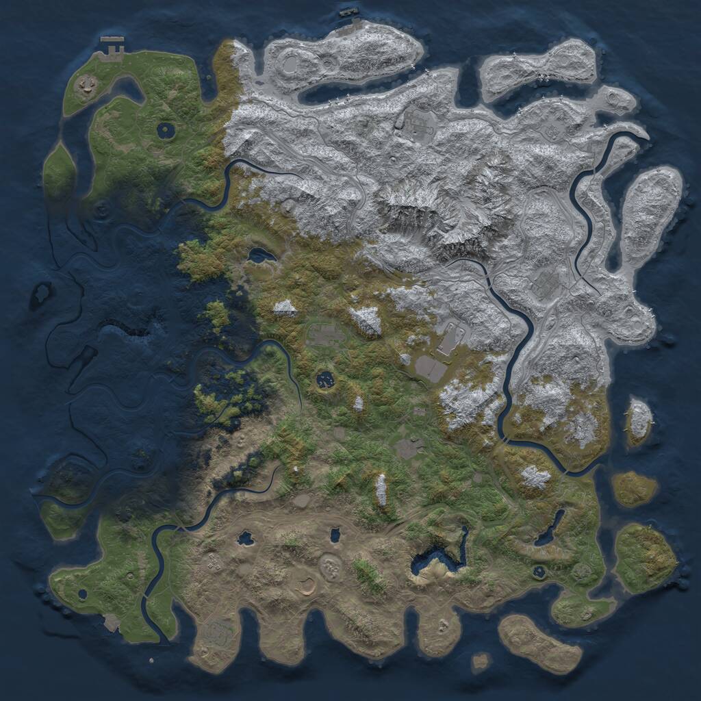 Rust Map: Procedural Map, Size: 6000, Seed: 111004, 17 Monuments