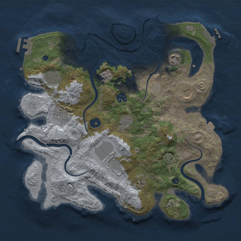 Rust Map: Procedural Map, Size: 3500, Seed: 1551281933, 15 Monuments