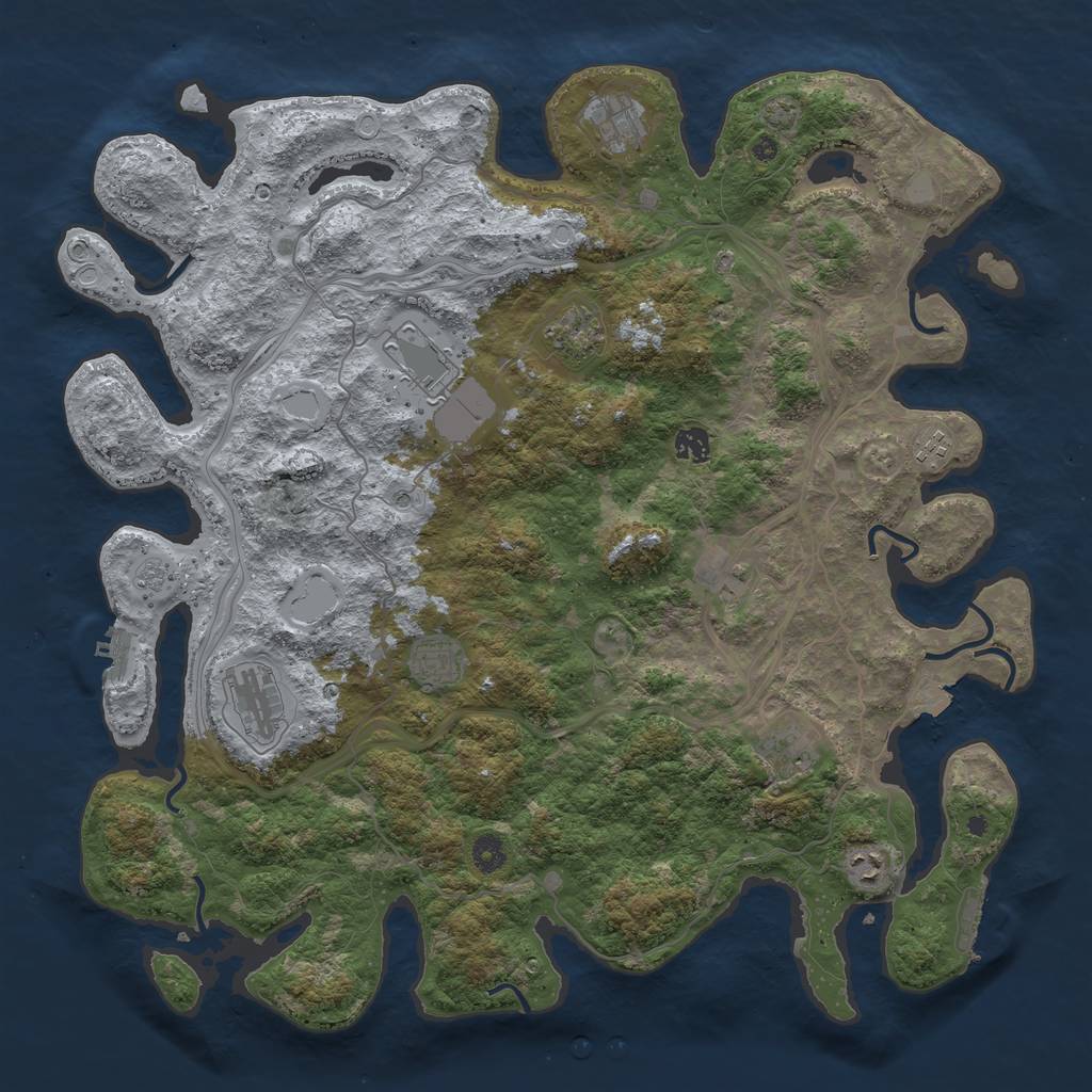 Rust Map: Procedural Map, Size: 4500, Seed: 35464, 18 Monuments