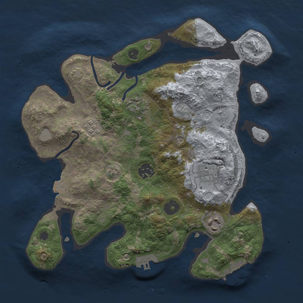 Rust Map: Procedural Map, Size: 3000, Seed: 984615654, 13 Monuments
