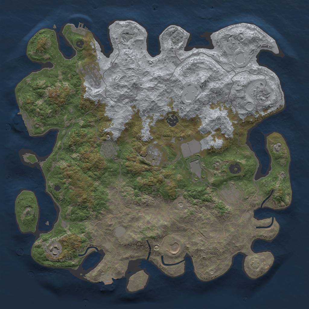 Rust Map: Procedural Map, Size: 4000, Seed: 201423230, 18 Monuments