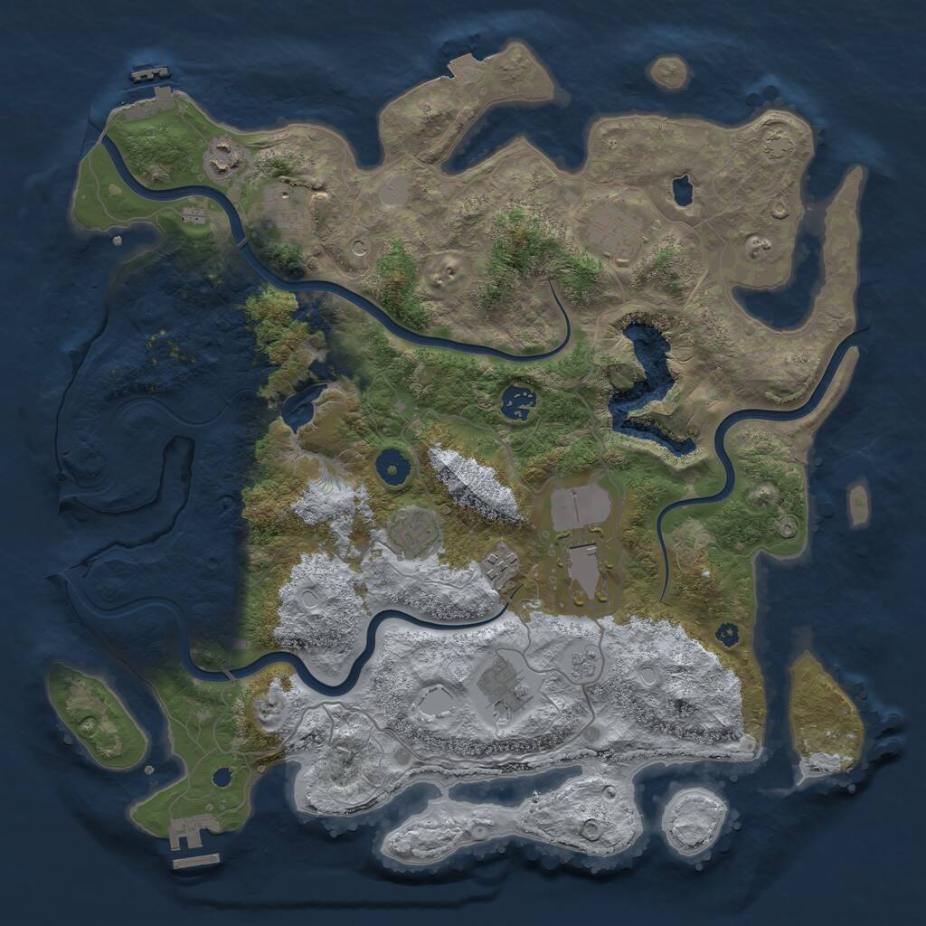 Rust Map: Procedural Map, Size: 4000, Seed: 871220385, 14 Monuments