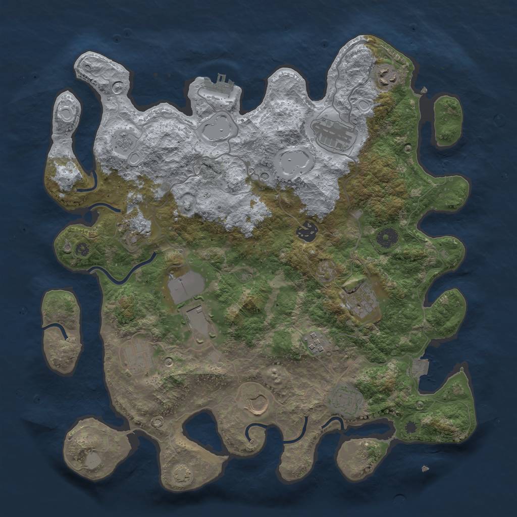 Rust Map: Procedural Map, Size: 3800, Seed: 42400891, 17 Monuments