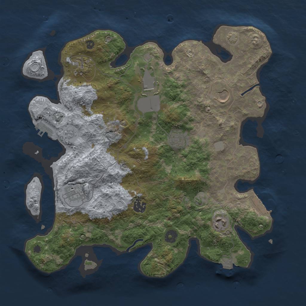 Rust Map: Procedural Map, Size: 3500, Seed: 321697132, 15 Monuments