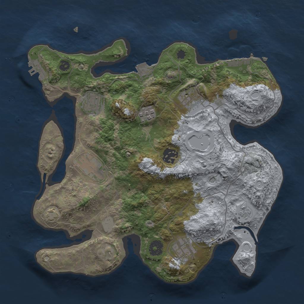 Rust Map: Procedural Map, Size: 3000, Seed: 943545595, 14 Monuments