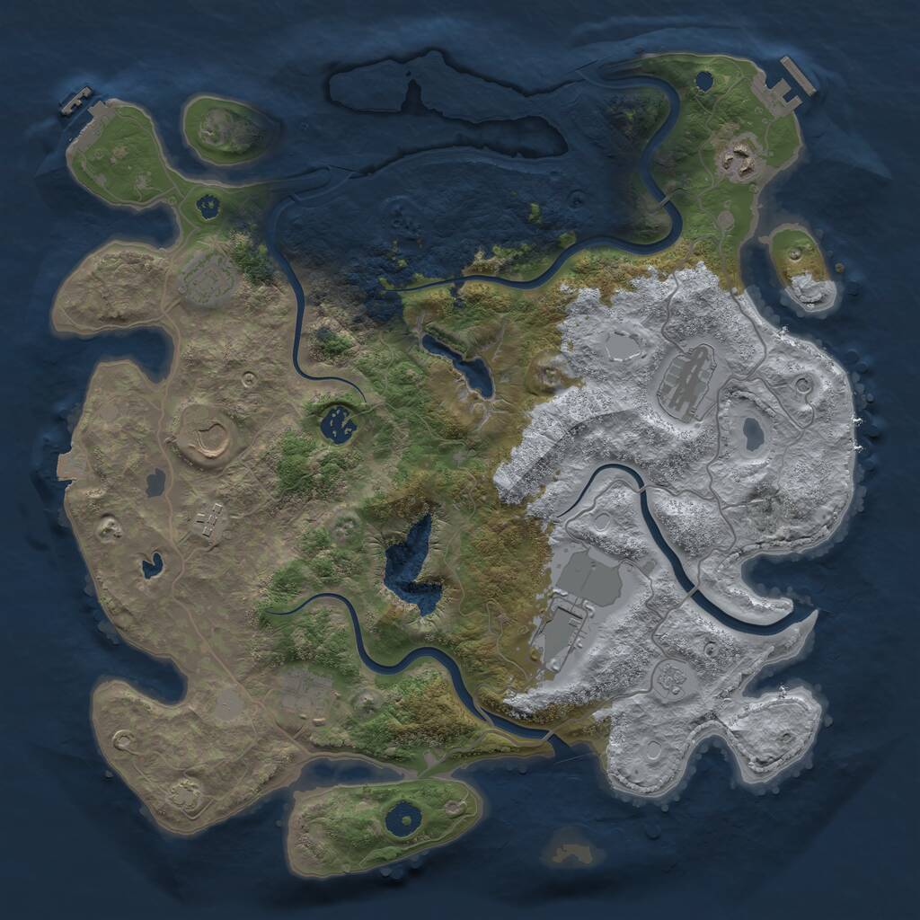 Rust Map: Procedural Map, Size: 4000, Seed: 386, 14 Monuments