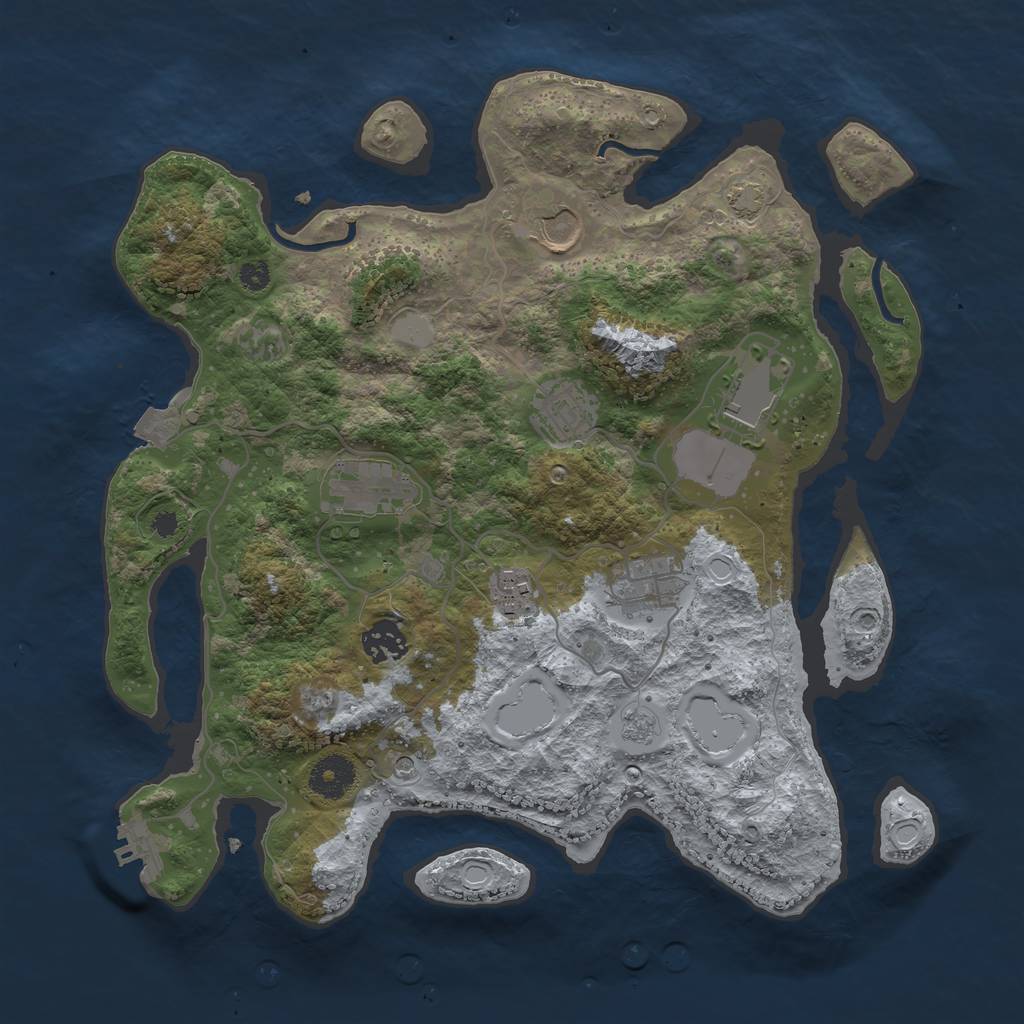 Rust Map: Procedural Map, Size: 3500, Seed: 532892, 14 Monuments