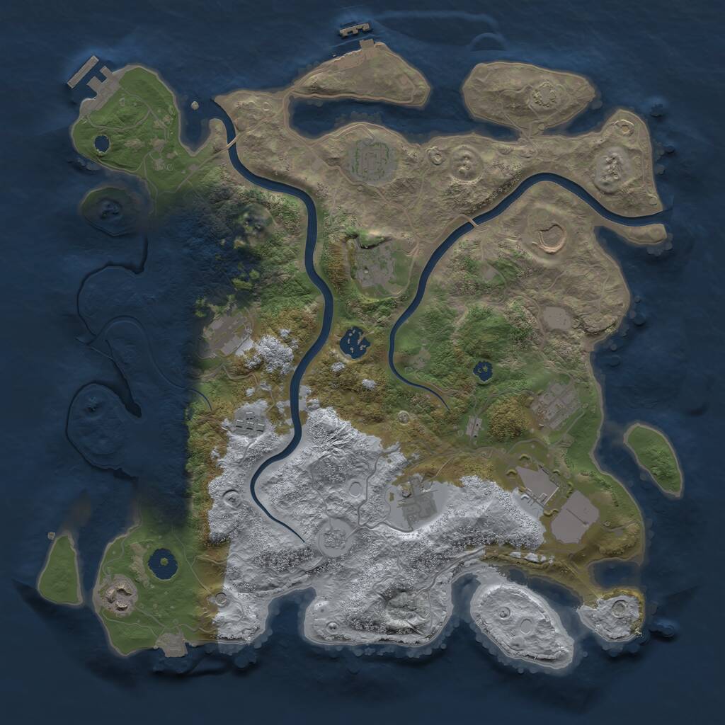 Rust Map: Procedural Map, Size: 3750, Seed: 17822918, 16 Monuments