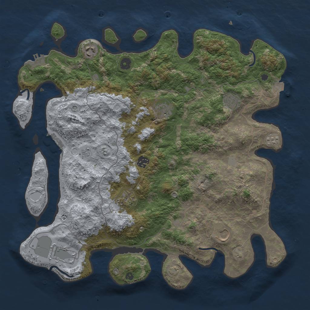 Rust Map: Procedural Map, Size: 4000, Seed: 25247, 16 Monuments