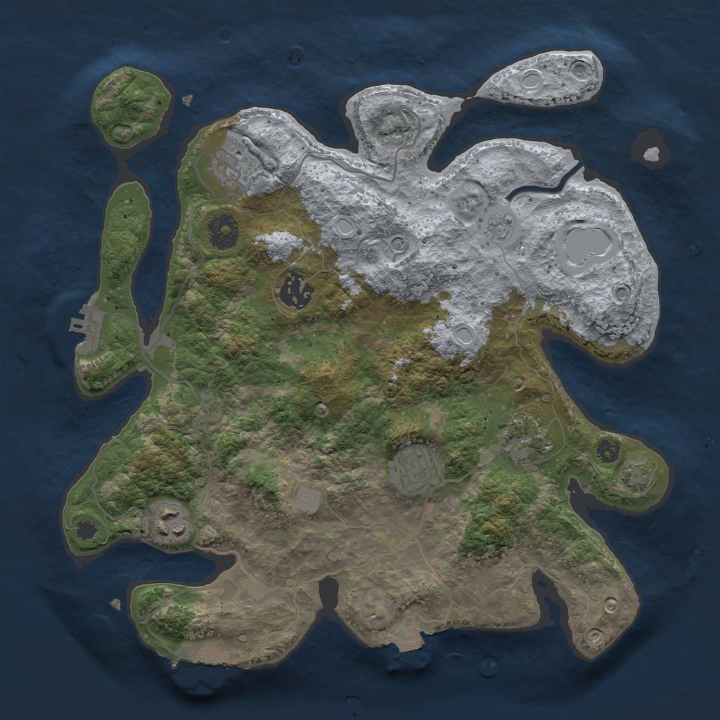 Rust Map: Procedural Map, Size: 3200, Seed: 1235147338, 13 Monuments