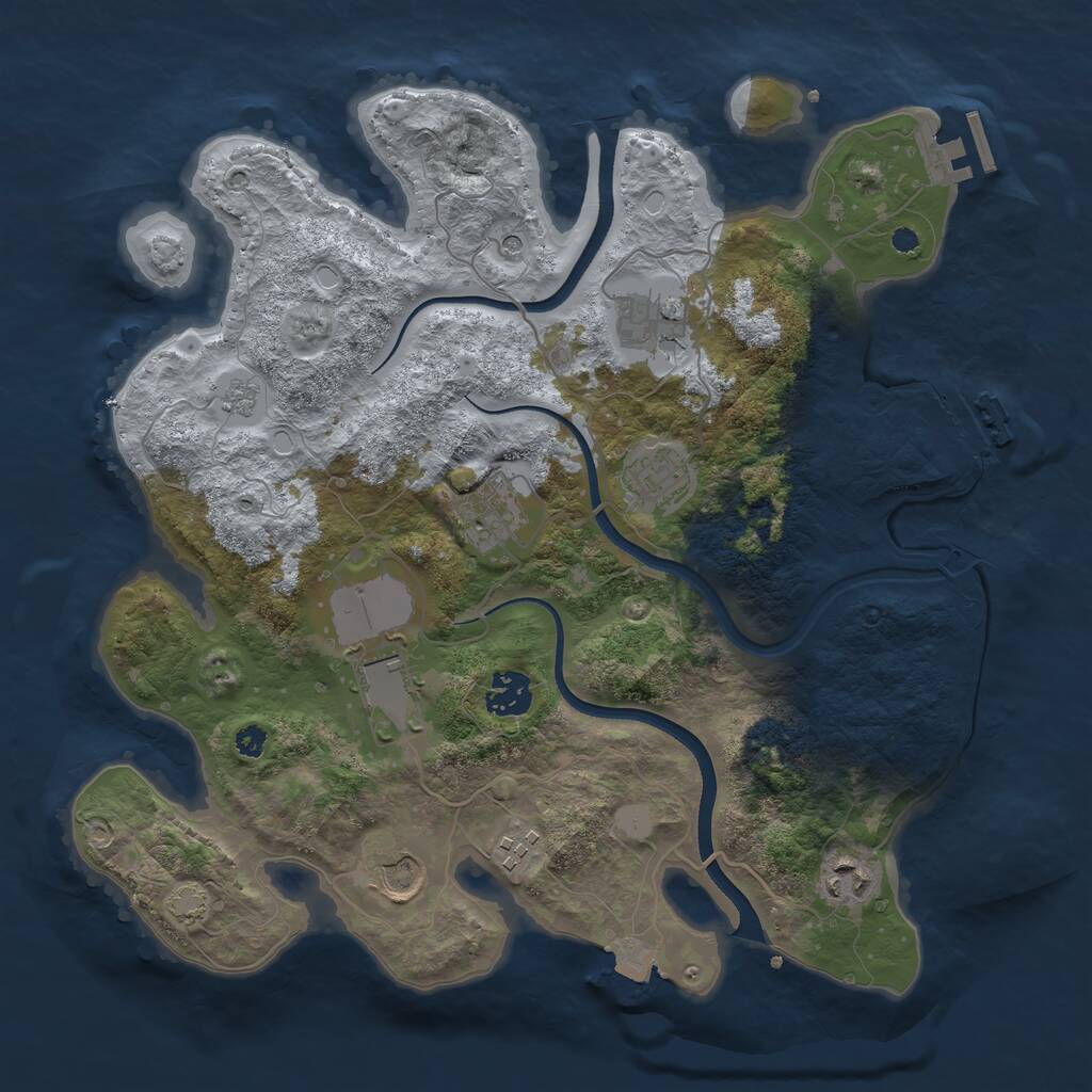 Rust Map: Procedural Map, Size: 3500, Seed: 763192924, 14 Monuments