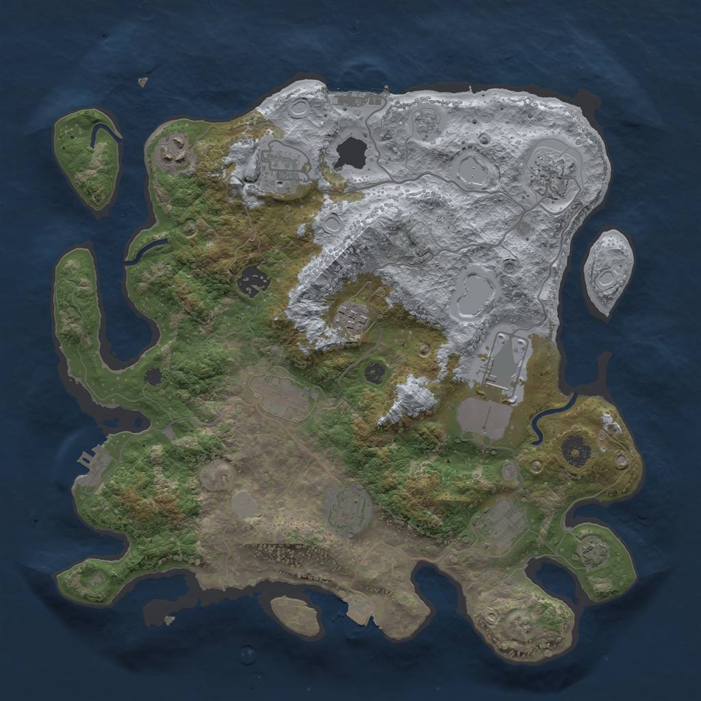 Rust Map: Procedural Map, Size: 3500, Seed: 363700687, 16 Monuments