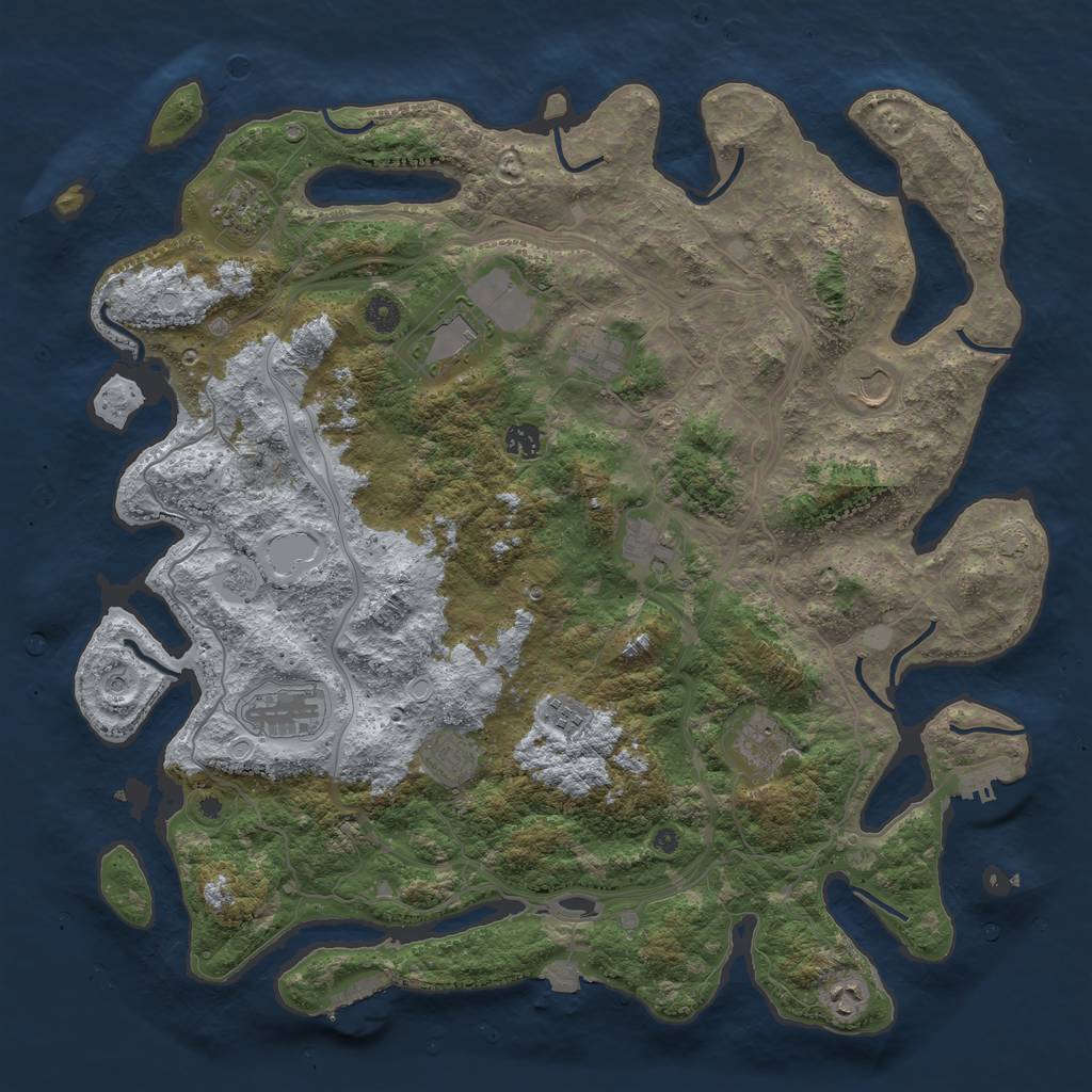 Rust Map: Procedural Map, Size: 4500, Seed: 715963765, 19 Monuments