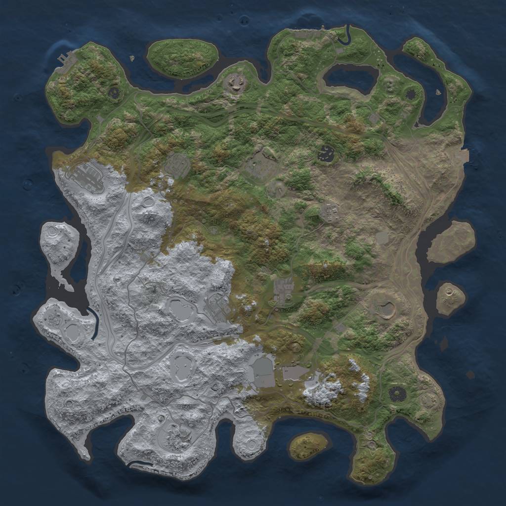 Rust Map: Procedural Map, Size: 4437, Seed: 964975, 18 Monuments
