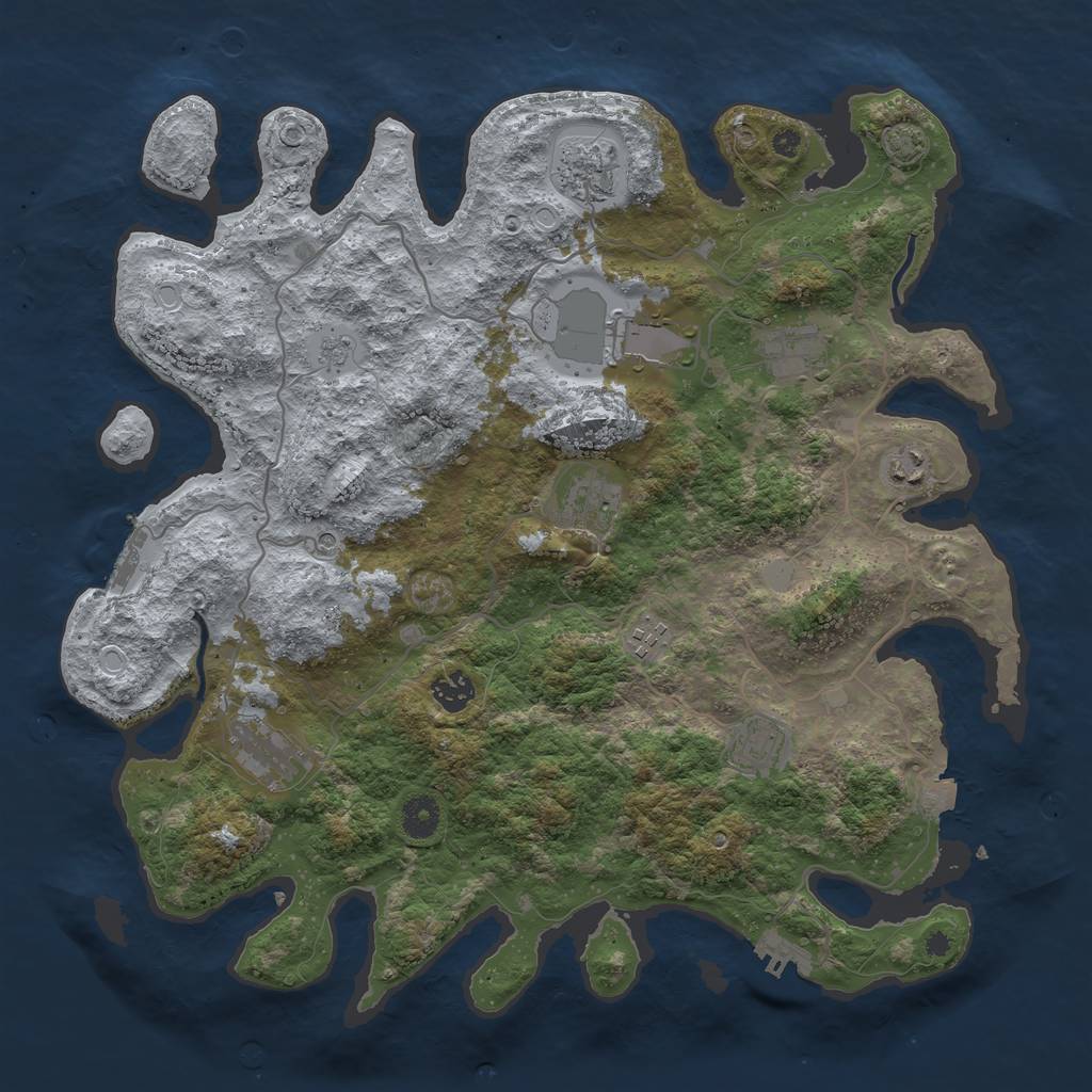 Rust Map: Procedural Map, Size: 4000, Seed: 873797378, 17 Monuments