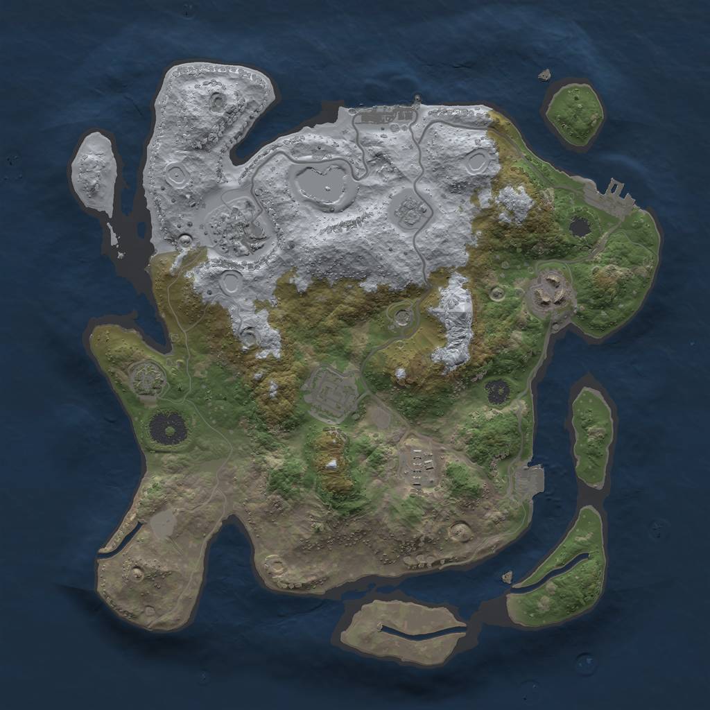 Rust Map: Procedural Map, Size: 3000, Seed: 65571550, 12 Monuments