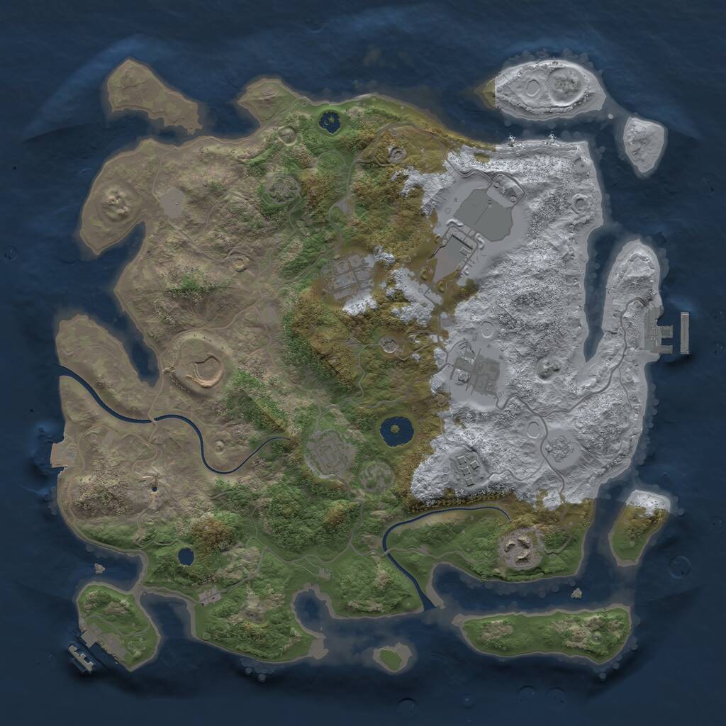 Rust Map: Procedural Map, Size: 3500, Seed: 3729, 13 Monuments