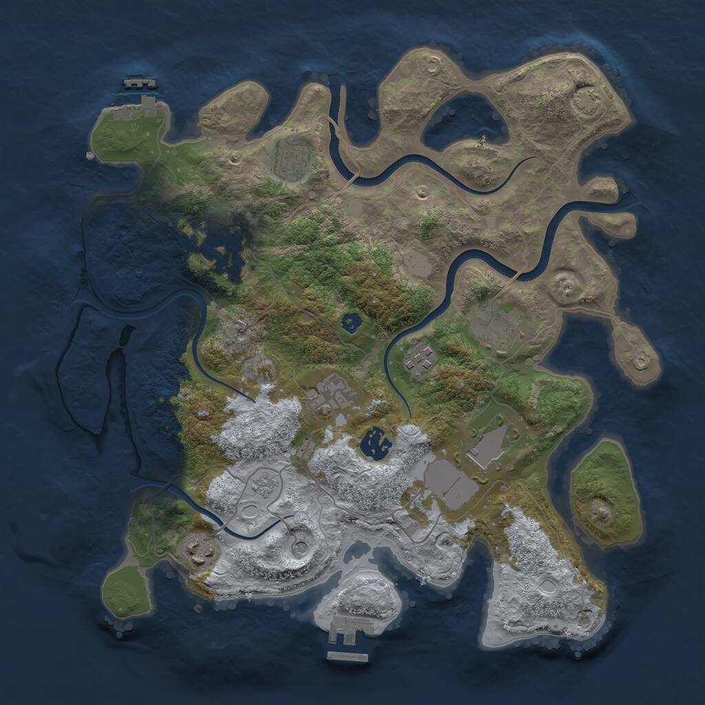 Rust Map: Procedural Map, Size: 3500, Seed: 641135, 14 Monuments