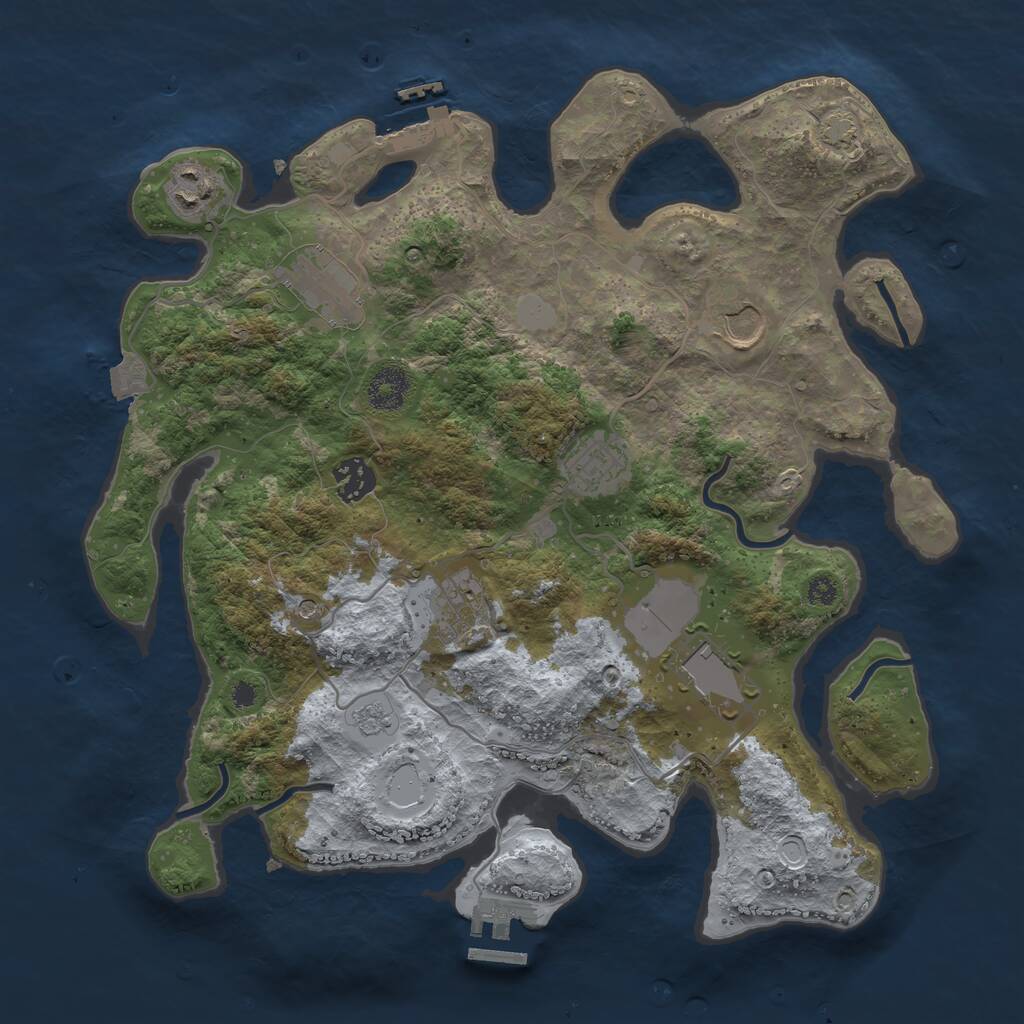 Rust Map: Procedural Map, Size: 3500, Seed: 641135, 13 Monuments