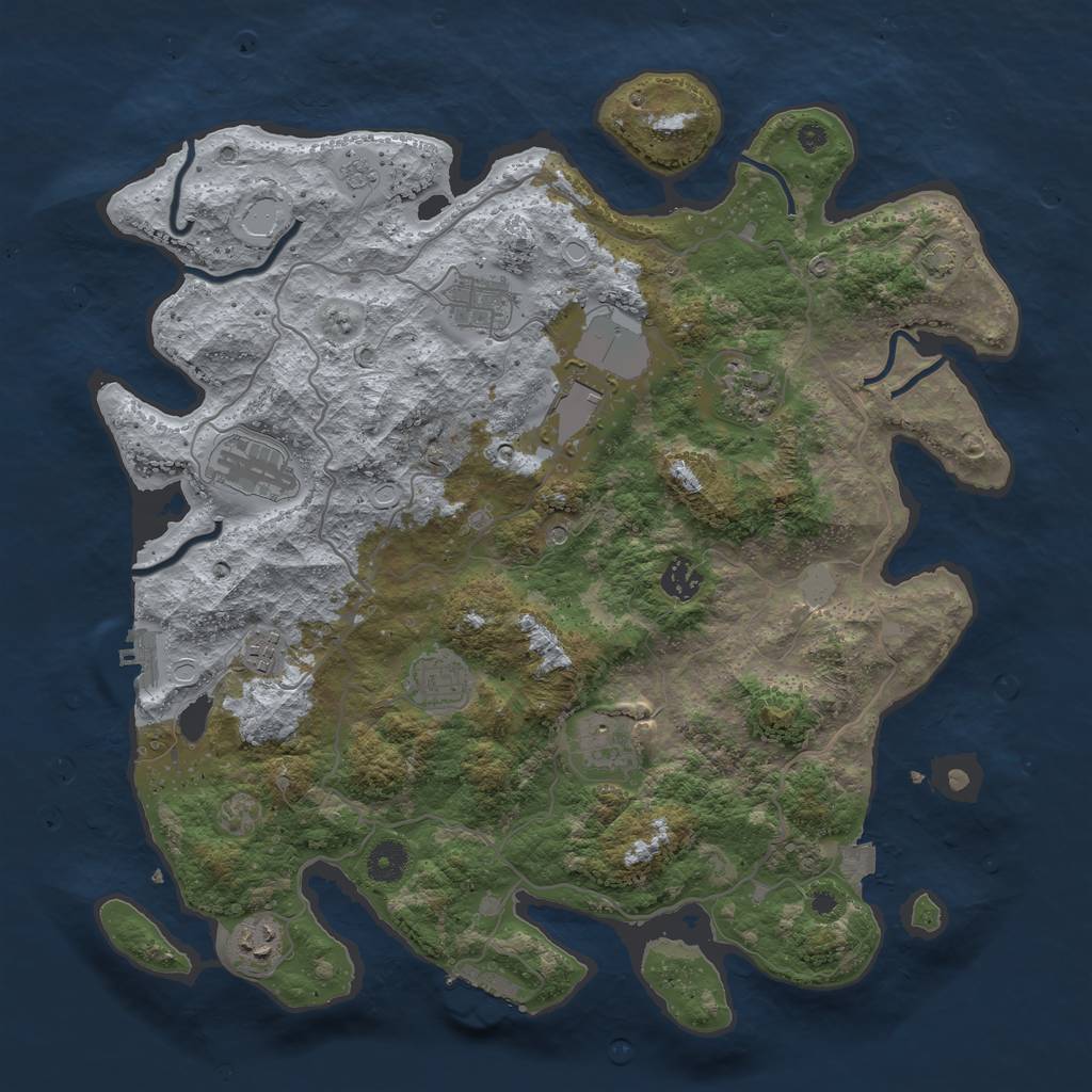 Rust Map: Procedural Map, Size: 4000, Seed: 918926602, 17 Monuments