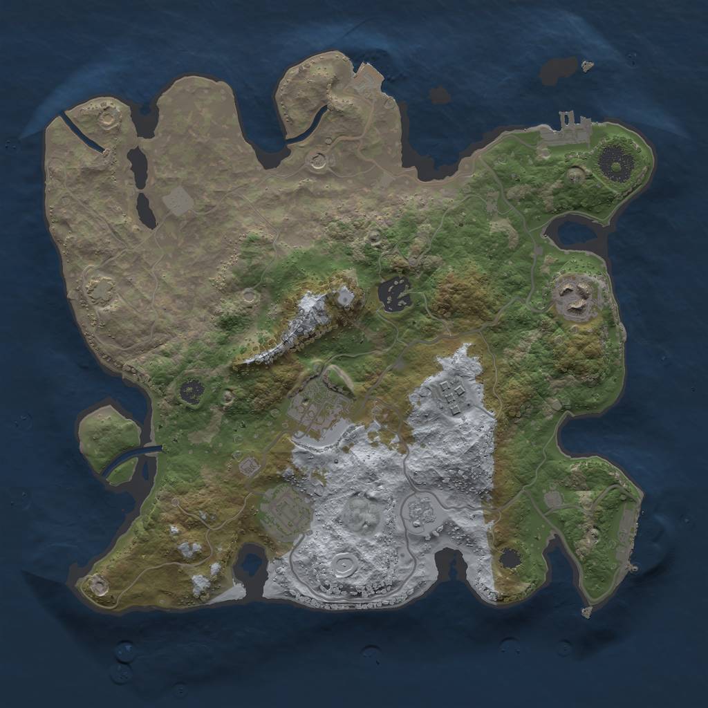 Rust Map: Procedural Map, Size: 3000, Seed: 1868337673, 13 Monuments