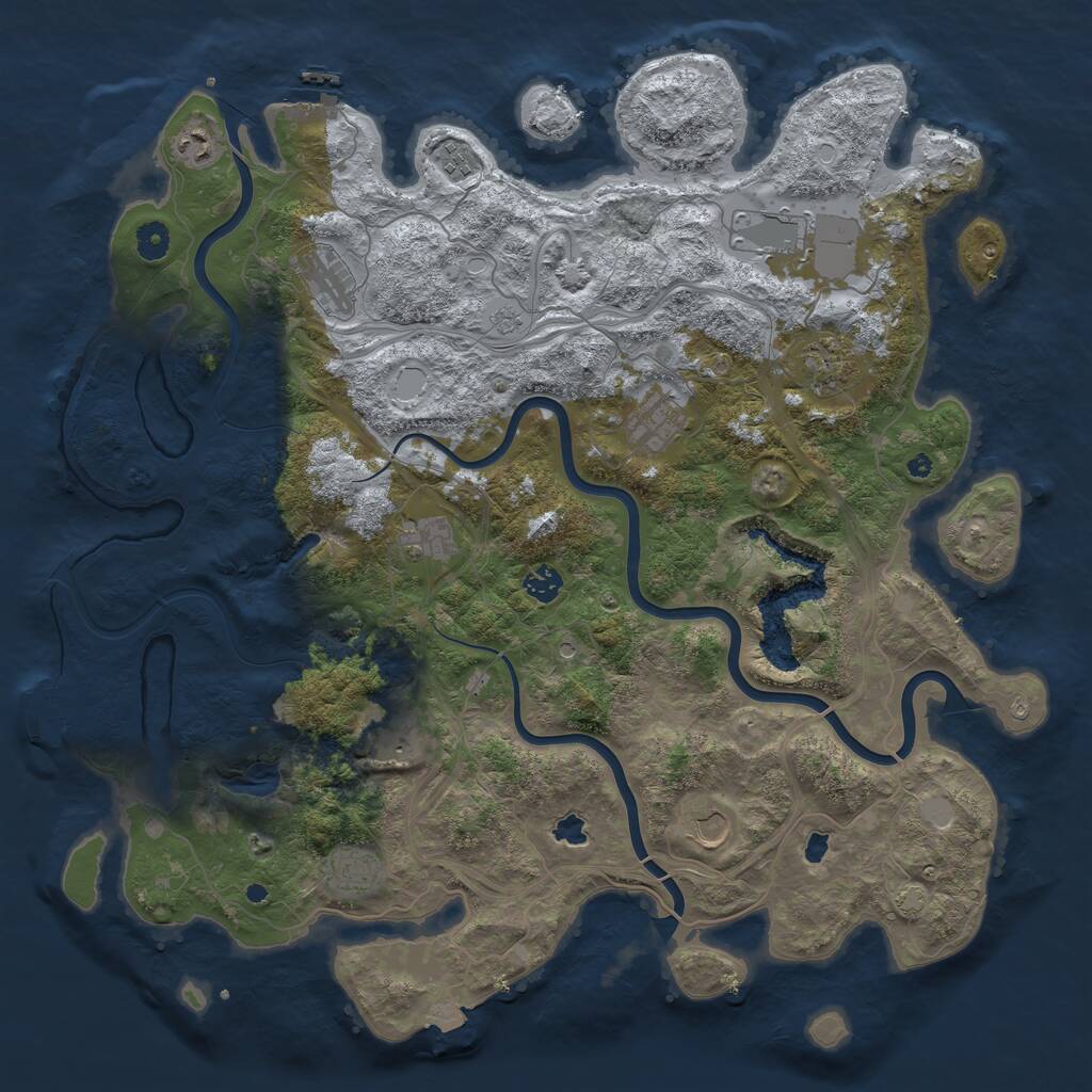 Rust Map: Procedural Map, Size: 4500, Seed: 689774, 17 Monuments