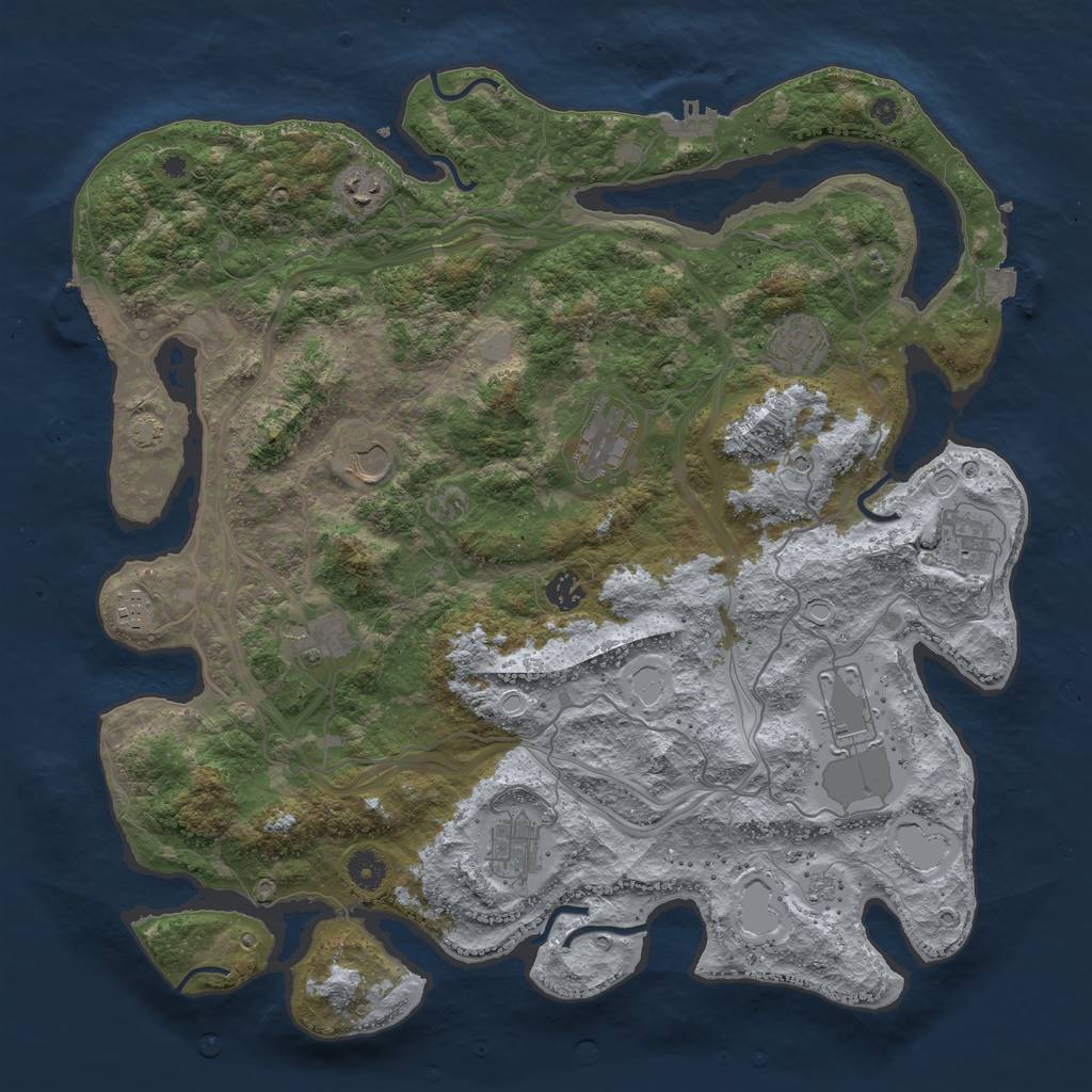 Rust Map: Procedural Map, Size: 4250, Seed: 2076588372, 18 Monuments