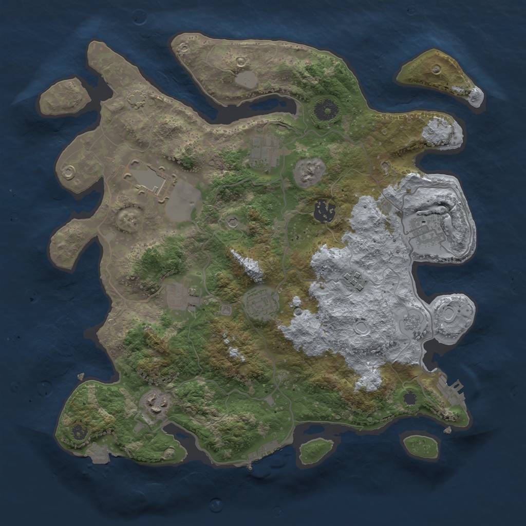 Rust Map: Procedural Map, Size: 3500, Seed: 3329718, 16 Monuments