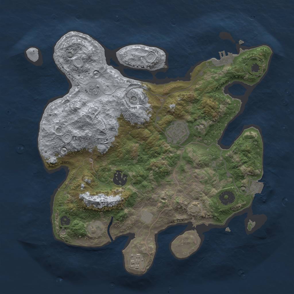 Rust Map: Procedural Map, Size: 3000, Seed: 23311, 10 Monuments